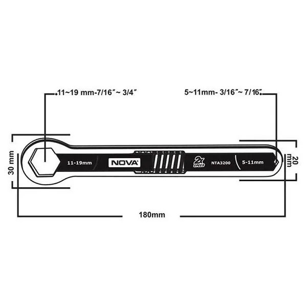 آچار تنظیم شونده دو سر نووا مدل NTA-3200